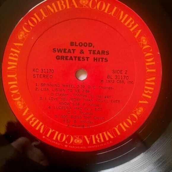 Blood Sweat & Tears Greatest Hits Columbia KC 31170 1972 CBS, Inc - Picture 6 of 6
